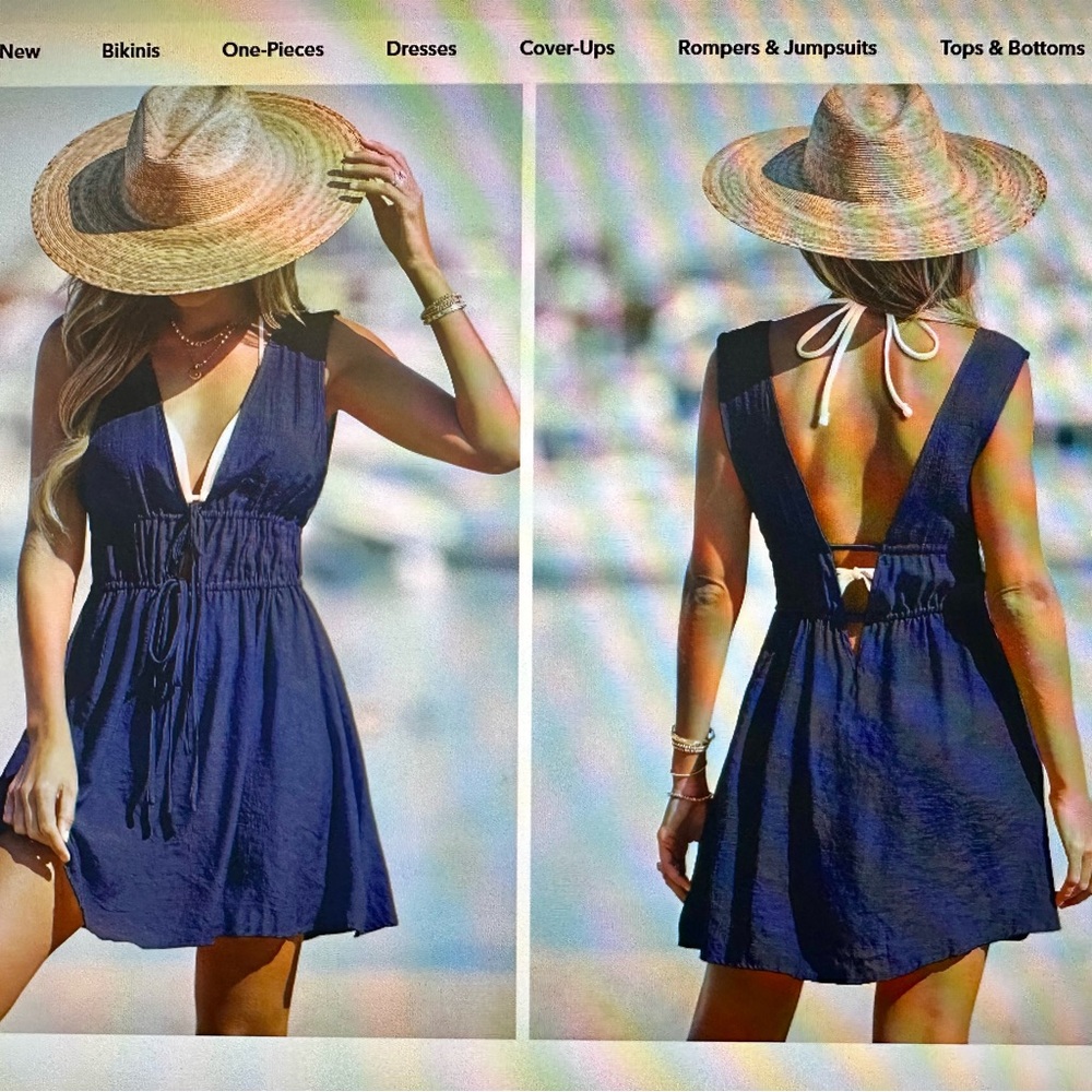 Cupshe Blue Swim Coverup with Cinched Waist